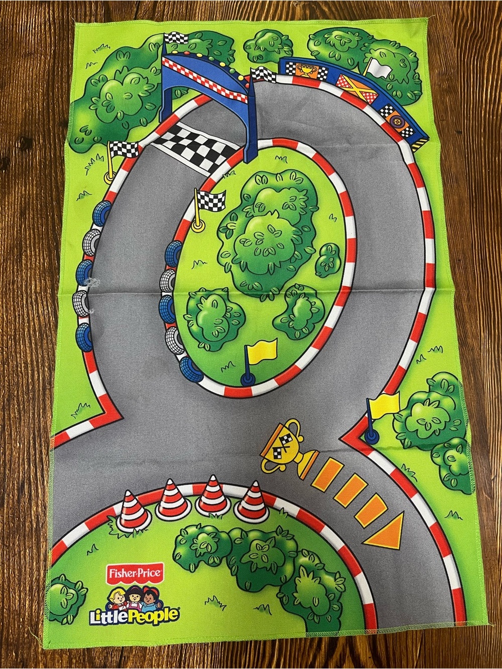 Vintage Fisher-Price Little People Green Race Track Play Mat